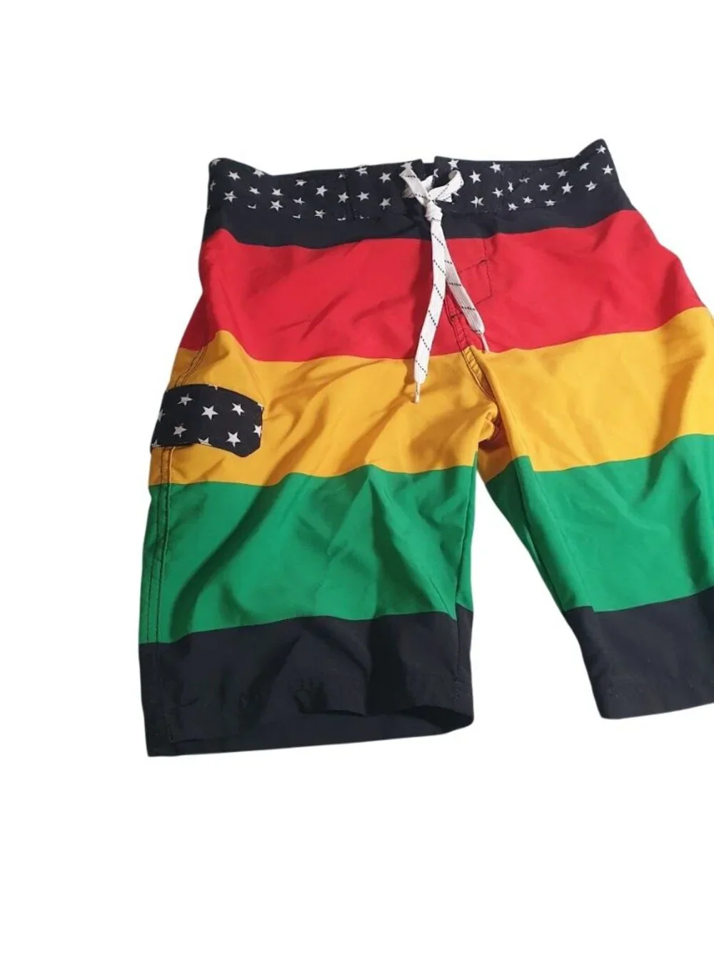 Carbon Rasta Board Shorts Mens Size 30 Colorblock Waist Pocket Beach Island Pool